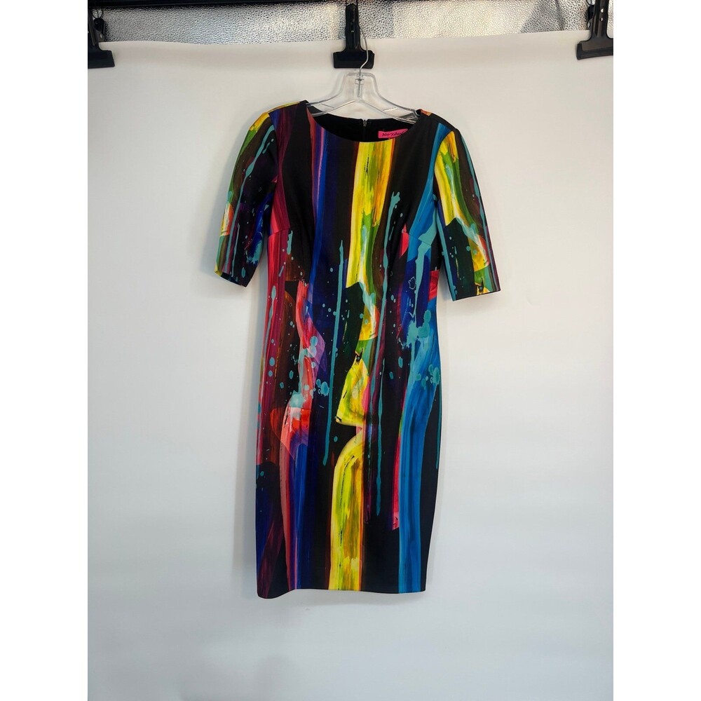 Betsey Johnson Dress Multicolor Artsy Paint Splatter Vibrant Colorful whimsical